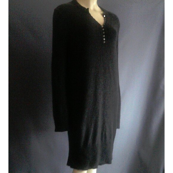 Theory Gray 100% Cashmere MSRP $435 Henley Sweater Dress M - Picture 2 of 10